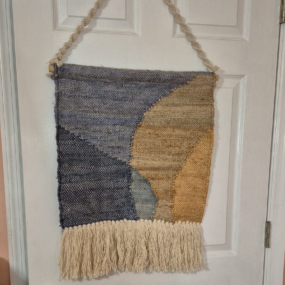 Boho Handmade Knit Fringe Wall Art Hanging Macramae Strap
